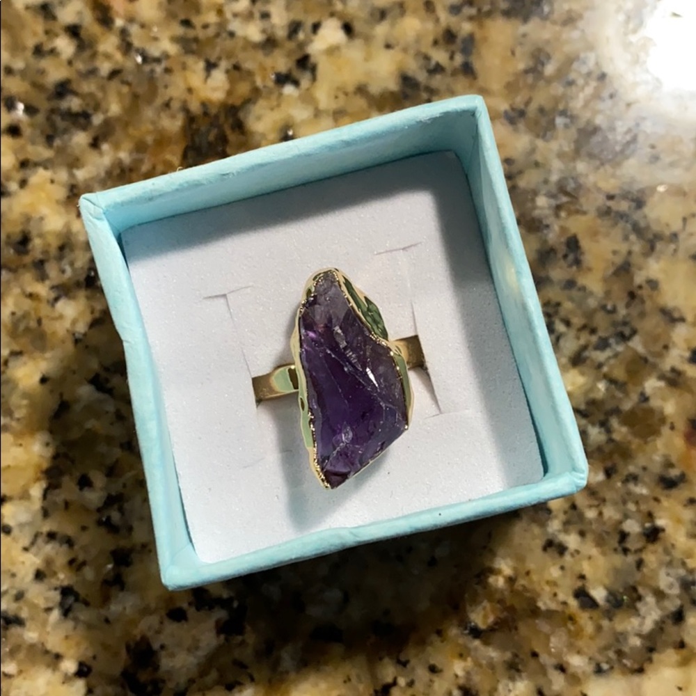 Raw Amethyst Ring/Raw Crystal Ring